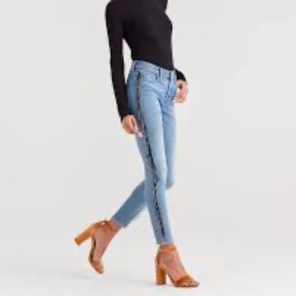 7 For All Mankind jeans Luxe Vintage Ankle Skinny Flora Beaded Fringe 26 - Picture 2 of 15